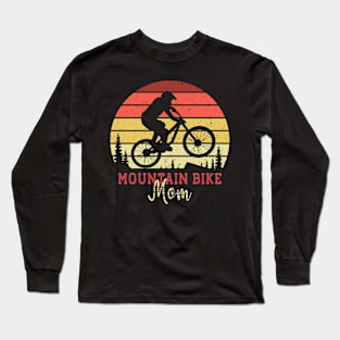 Mountain Bike Mom with Vintage Sunset Long Sleeve T-Shirt